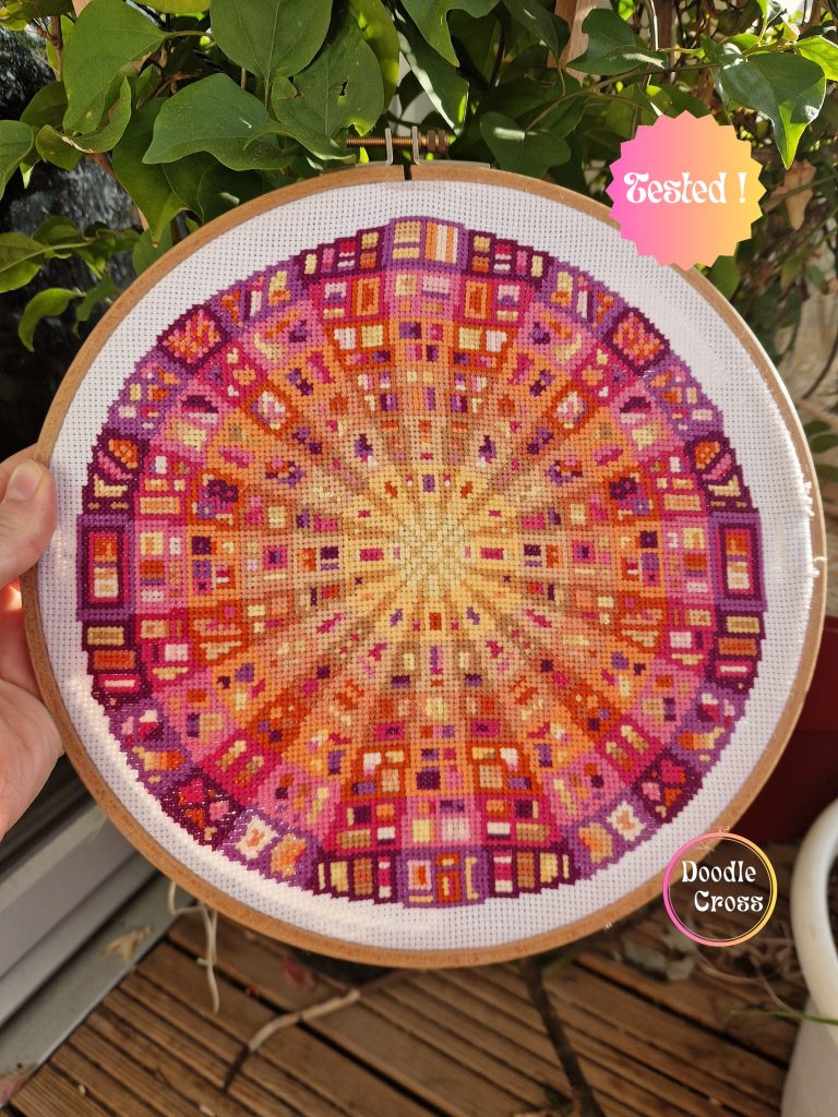 Pink Aztec Mandala cross stitch pattern PDF