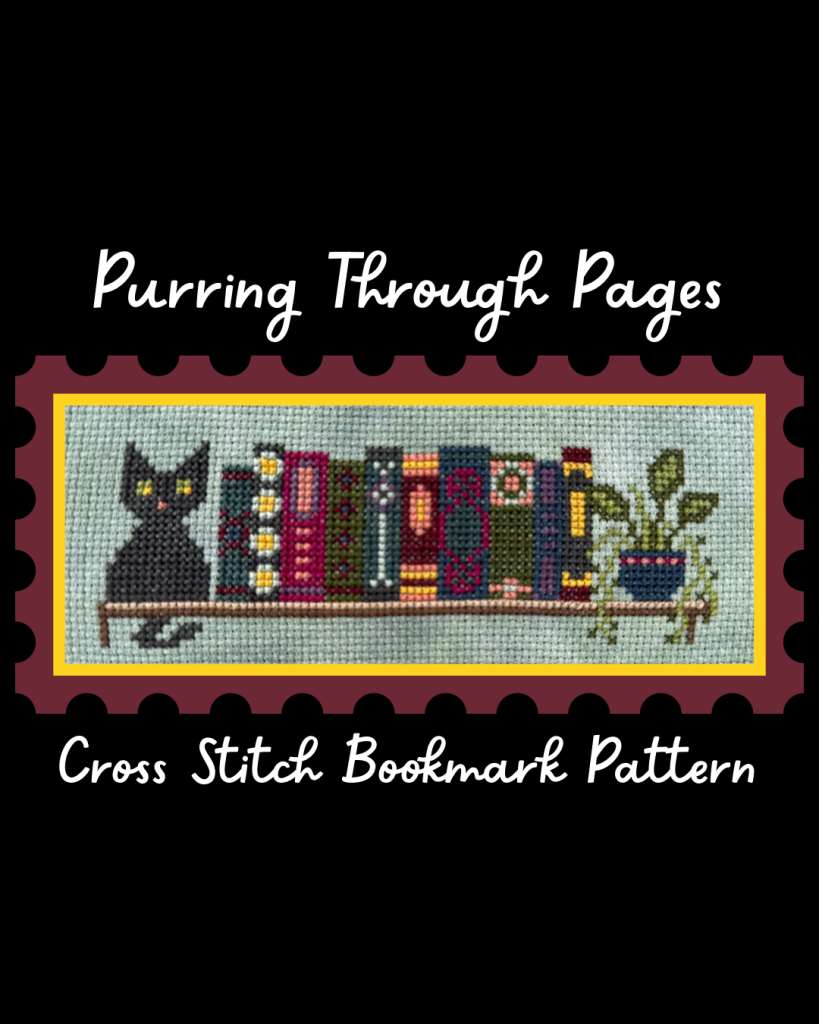 Purring Through Pages- Cross Stitch Pattern PDF Bookmark