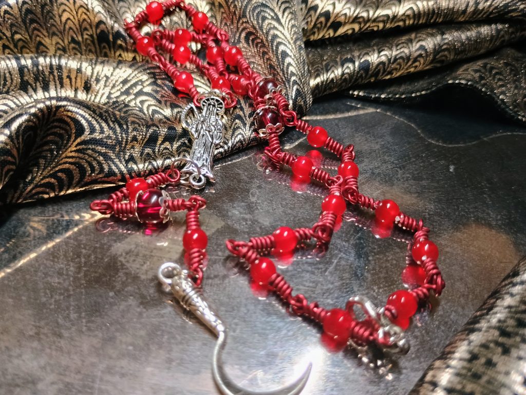 Red Santa Muerte Rosary - Fragment