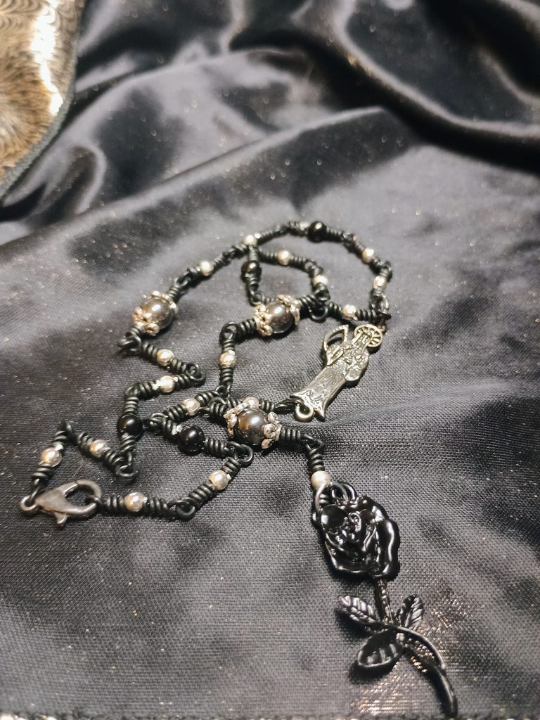 Black Santa Muerte Rosary - Fragment