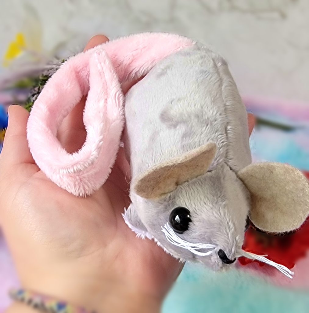 Handmade Bean Filled Rat Plushie, Long Tailed Minky Mouse, Custom Color