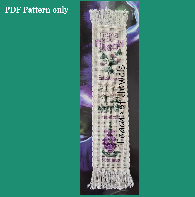 'Name Your Poison' Bookmark - PDF cross stitch pattern