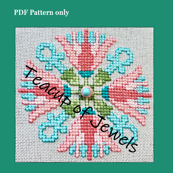Lotus and Ankh circle - PDF cross stitch pattern