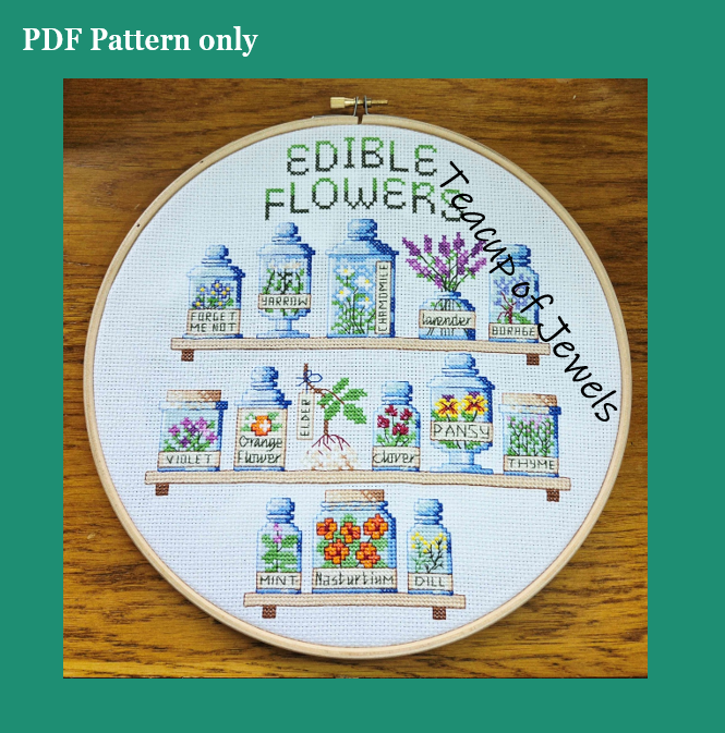 Edible flowers - PDF cross stitch pattern